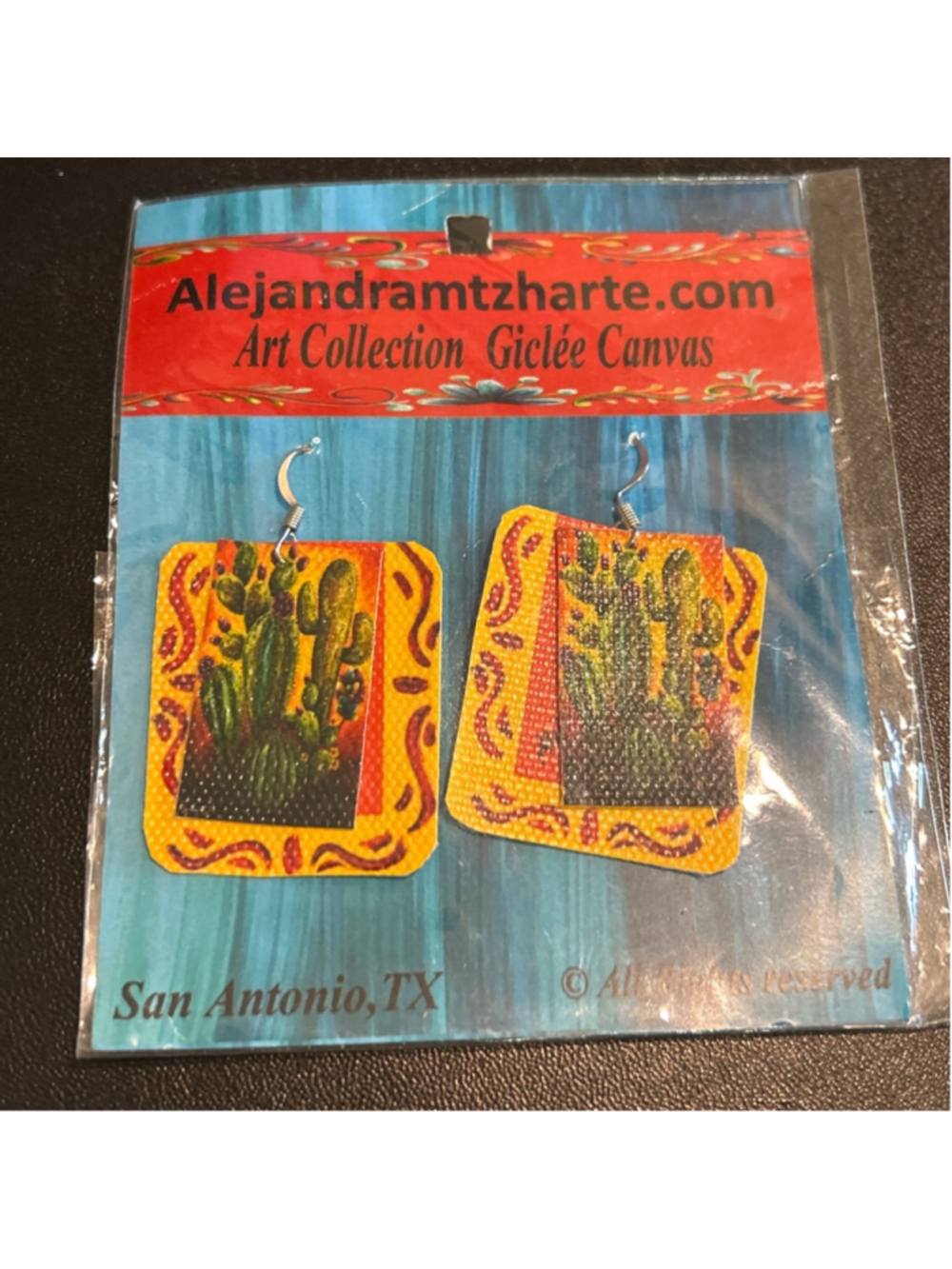 Women's Alejandramtzharte Yellow Green Cactus Dangle Earrings One Size